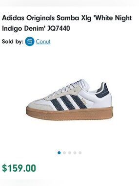 adidas Samba Sneakers - White with Navy Stripes and Gum Sole